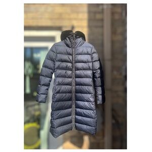 Moncler Navy Blue Down Jacket with Fur Lined Hood